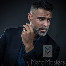 Load image into Gallery viewer, Metal Masters Co. Titanium Men's Wedding Band Engagement Ring with 9 Large Princess Cut Cubic Zirconia Size 11.5