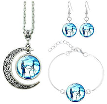 Load image into Gallery viewer, Jack and Sally Nightmare Before Christmas Moon Pendant Necklace, Earrings, Bracelet, Charms Gift (A)