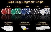 Load image into Gallery viewer, Fat Cat 11.5 Gram Texas Hold 'em Claytec Poker Chip Set with Aluminum Case, 500 Striped Dice Chips