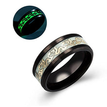 Load image into Gallery viewer, Ginger Lyne Collection Dragon Glow in The Dark Stainless Steel Black Comfort Fit Band Ring Size 10
