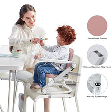 Load image into Gallery viewer, Toddler Booster Seat for Dining Table, Portable High Chair Travel Booster Seat with Aluminum Frame, Soft Knitted Cushion and Adjustable Height&Tray, Easy to Clean(Pink)
