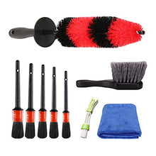 Load image into Gallery viewer, SPTA 9Pcs Wheel & Tire Brush Car Detailing kit, Easy Reach Wheel and Rim Brush, 5pcs Detailing Brushes, Short Handle Cleaning Brush, 1pc Microfiber Cleaning Cloth, Great to Clean Dirty Tires