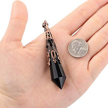 Load image into Gallery viewer, JOVIVI Natural Black Obsidian Crystal Necklace 12 Facted Therapy Healing Dowsing Divination Pendulum Pendant Reiki Charged Chakra Balancing