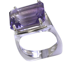 Load image into Gallery viewer, 55Carat Natural Amethyst Ring for Men Sterling Silver February Birthstone Rectangle Prong Size 5,6,7,8,9,10,11,12