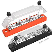 Load image into Gallery viewer, DaierTek Power Distribution Block 4 x M6 Terminal Studs, 6 x M4 Terminal Screws Battery Bus Bar for Car Marine Boat (Pair - Positive & Negative)