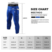 Load image into Gallery viewer, MEETWEE Men's Compression Pants, Cool Dry Running Athletic Tights Workout Leggings Long Base Layer for Gym Fitness Sports (Black+Blue, Large)