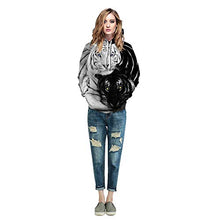 Load image into Gallery viewer, TAKUSHI HF Unisex Fashion Galaxy 3D Digital Printed Pullover Hoodies Hooded Sweatshirts for Sport and Party(Black and White Tiger,S/M)