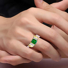 Load image into Gallery viewer, RYLOS Designer Emerald Cut Green Emerald & Diamond Ring - May Birthstone