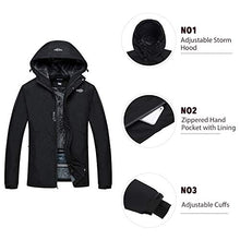 Load image into Gallery viewer, Wantdo Men's Waterproof Warm Snow Jacket Hooded Outwear Wind Breaker Black L