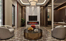 Load image into Gallery viewer, Mystflame 72 inch Electric Fireplace - Ultra Slim Frame - in Wall Recessed & Wall Mounted - Multicolor Flame - Log & Crystal Hearth - 1500/750 Watt Heater - Remote Control & Touch Screen- Timer
