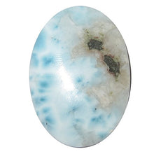 Load image into Gallery viewer, Satin Crystals Larimar Cabochon 1.25" Collectible Oval Gemstone Blue White Peace Sign Stone Zen Boho Natural Healing Rock Rare C17