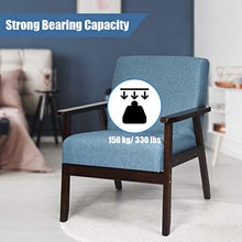 Load image into Gallery viewer, Giantex Set of 2 Mid-Century Modern Accent Chair, Retro Fabric Armchair w/Tufted Back, Solid Hardwood Made, Upholstered Linen Lounge Arm Chair for Living Room (Blue)
