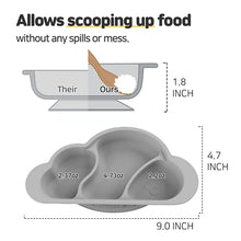 Load image into Gallery viewer, Mother's Corn Suction Plate for Baby | Divided Food-Grade 100% Silicone Feeding Bowls and Dishes for Kids, Infants & Toddlers - BPA-FREE, Microwave, Dishwasher & Oven Safe | Cloud design | Grey
