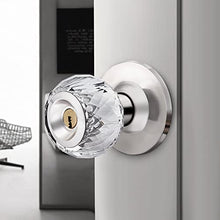 Load image into Gallery viewer, LOQRON Crystal Door Knobs with Lock and Keys, Glass Door Knobs with Privacy Lock, Luxurious Diamond Door Knob, Classic Interior Glass Door Knobs for Bedroom Bathroom Closet – Stain Nickel, 1 Pack