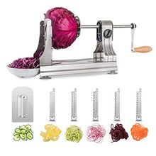 Load image into Gallery viewer, WellToBe 6-Blade Vegetable Spiralizer Spiral Slicer Veggie Pasta Spaghetti Maker for Healthy Low Carb/Paleo/Gluten - 304 Food Stainless Steel Body