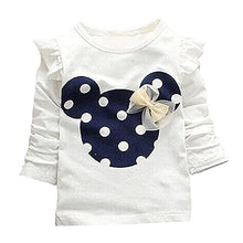 Load image into Gallery viewer, Cute Toddler Baby Girls Clothes Set Long Sleeve T-Shirt and Pants Kids 2pcs Outfits (A-White+Navy, 3-6 Months)