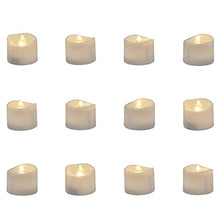 Load image into Gallery viewer, Homemory Realistic and Bright Flickering Bulb Battery Operated Flameless LED Tea Light for Seasonal and Festival Celebration, Pack of 12, Electric Fake Candle in Warm White and Wave Open