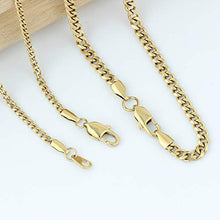 Load image into Gallery viewer, GOLD IDEA JEWELRY Luxurious Miami Cuban Link Chain Heavy 14k Gold Plated Stainless Steel Looks Like Solid Gold 18"-30" (22, 4mm)