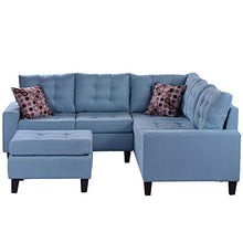 Load image into Gallery viewer, Harper & Bright Designs Sectional Sofa with Ottoman, Modern Soft Convertible Sofa Couch, Living Room Furniture Sofa Sets (Blue)