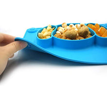 Load image into Gallery viewer, LongDear Baby Silicone Suction Placemat + Plates - Food Feeding Divided Mat for Kids and Toddlers Fits Most Highchair Trays - Easily Wipe Clean - Dishwasher and Microwave Safe (Blue & Green)