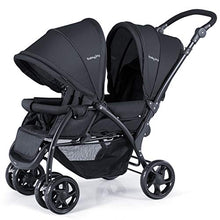Load image into Gallery viewer, BABY JOY Double Baby Stroller, Foldable Double Seat Tandem Stroller with Adjustable Backrest, Push Handle and Footrest, Lockable Wheels, 5 Points Safety Belts (Black)