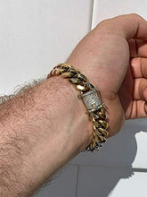 Load image into Gallery viewer, Tri Color Cuban Chain Or Bracelet - Heavy 12mm with Diamond Clasp- Mens Miami Cuban - Yellow Rose & White Gold Over Stainless Steel (20" Chain)