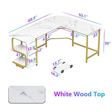 Load image into Gallery viewer, Teraves Reversible L Shaped Desk with Shelves Round Corner Computer Desk Gaming Table Workstation for Home Office