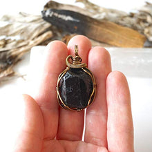 Load image into Gallery viewer, Raw Genuine Black Tourmaline Crystal Pendant Necklace For Men Women - Crystal Gemstone 24 Inch Antique Bronze - October Birthstone - Unisex Hypoallergenic Jewelry