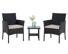 Load image into Gallery viewer, PayLessHere 3 Piece Furniture Patio Chairs Wicker Outdoor Rattan Conversation Bistro Set for Backyard Porch Poolside Lawn,Black