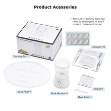 Load image into Gallery viewer, Face Mask Maker Mini Natural Mask Machine DIY Skin Food Sheet Mask Facial Treatment SPA Skin Care Product with Mask Molds & 16 Collagen Pills (White)