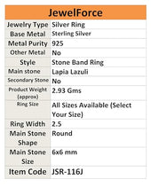 Load image into Gallery viewer, JewelForce Lapia Lazuli Gemstone Band Ring Men & Women Band Ring All Size Band Ring 925 Sterling Silver Band Ring Gift Item Handmade Jewelry JSR-116J_US11