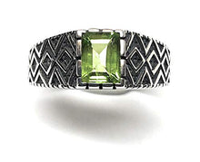 Load image into Gallery viewer, Genuine 2ct Green Peridot 925 Sterling Silver Men's Ring Size 7, 7.75, 8, 8.25, 8.75, 9, 9.75, 10, 10.75, 11, 11.25, 12, 12.75, 13, 13.25