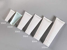 Load image into Gallery viewer, 12 PCS 100ML 3.4OZ White Plastic Soft Squeeze Hose Bottle Cosmetic Facial Care Tolietry Packing Vial Container with Flip Cap Cream Lotion Sample Dispense Tube for Travel Home Use