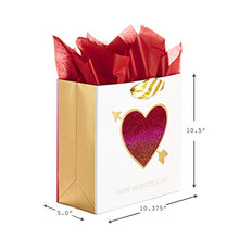 Load image into Gallery viewer, Hallmark Signature 10" Large Valentine's Day Gift Bag with Tissue Paper (Glitter Heart)