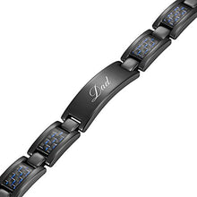 Load image into Gallery viewer, Willis Judd DAD Titanium Bracelet Engraved Love You Dad with Blue Carbon Fiber Adjusting Tool & Gift Box Included
