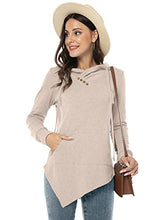 Load image into Gallery viewer, AYIFU Womens Long Sleeve Tunic Tops Irregular Hem Hoodies with Pocket (Beige, XL)