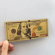 Load image into Gallery viewer, 7PCS Gold Dollar Bills USD 1/2/5/10/20/50/100 Set of Colored Commemorative Coins with Gold Foil