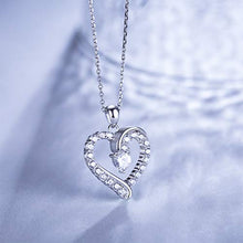 Load image into Gallery viewer, Women 925 Sterling Silver heart necklace - Billie Bijoux “You Are the Only One” Love Platinum Plated CZ Diamond pendant 18" for Women Girls