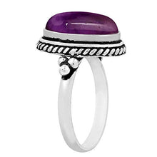 Load image into Gallery viewer, Amethyst Ring Size 10 925 Silver Overlay Vintage Style Handmade Solitaire Ring