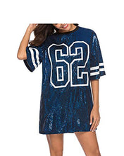 Load image into Gallery viewer, PORRCEY Womens Juniors Short Sleeve Sequin Funny Dress Shirts (Large, Blue 2)