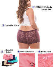Load image into Gallery viewer, Barbra's 6 Pack of Women's Regular & Plus Size Lace Boyshort Panties (2XL, Rose)