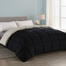 Load image into Gallery viewer, Seward Park All Season Down Alternative Reversible Quilted Comforter, Hypoallergenic, Lightweight, Plush Microfiber Fill, Duvet Insert or Summer Comforter, Black/Gray Brown, King Size