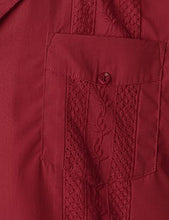 Load image into Gallery viewer, VATPAVE Mens Short Sleeve Button Down Cuban Guayabera Shirts 4X-Large WineRed