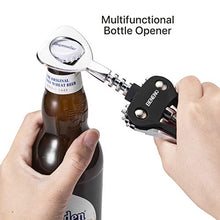 Load image into Gallery viewer, Wine Opener, Zinc Alloy Premium Wing Corkscrew Wine Bottle Opener with Multifunctional Bottles Opener, Upgrade - Black