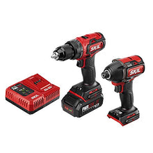 Load image into Gallery viewer, Skil 2-Tool Drill Combo Kit: PWRCore 20 Brushless 20V Cordless Drill Driver and 1/4 Inch Hex Impact Driver, Includes 2.0Ah Lithium Battery and PWRJump Charger - CB743701