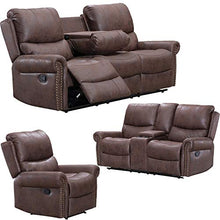 Load image into Gallery viewer, Recliner Sofa for Living Room Set Reclining Couch Sofa Chair Palomino Fabric Loveseat 3 Seater Home Theater Seating Manual Recliner Motion Home Furniture