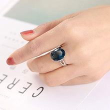 Load image into Gallery viewer, Cutedoumiao Sterling Silver Engagement Wedding Ring with Large Carat Sapphire Cut Cubic Zirconia CZ Gemstones Birthstone Halo Solitaire Engagement Rings (8)
