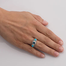 Load image into Gallery viewer, Carolyn Pollack Sterling Silver Sleeping Beauty Turquoise and London Blue Topaz Gemstone Stack Band Ring Size 7