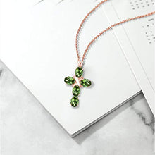 Load image into Gallery viewer, Gem Stone King 2.50 Ct Oval Green Tourmaline 18K Rose Gold Plated Silver Pendant With Chain