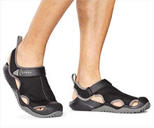 Load image into Gallery viewer, crocs Men's Swiftwater Mesh Deck Sandal Sport, Black, 12 M US